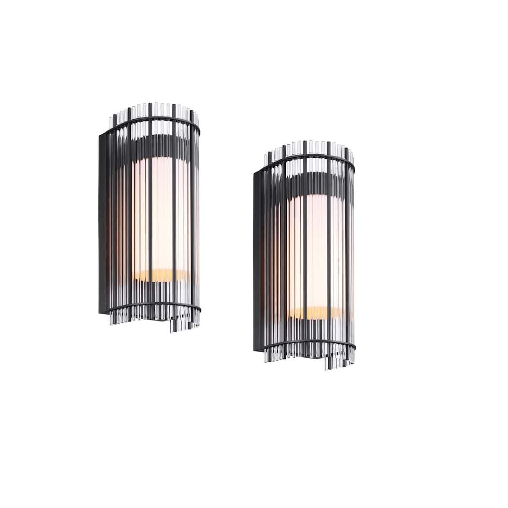 Exterior Wall Sconce, Geometric Style with Glass Fence, E26 Base - 2pack
