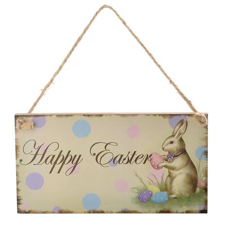 Easter Day Wood Door Wall String Hanging Sign Label - Multicolor