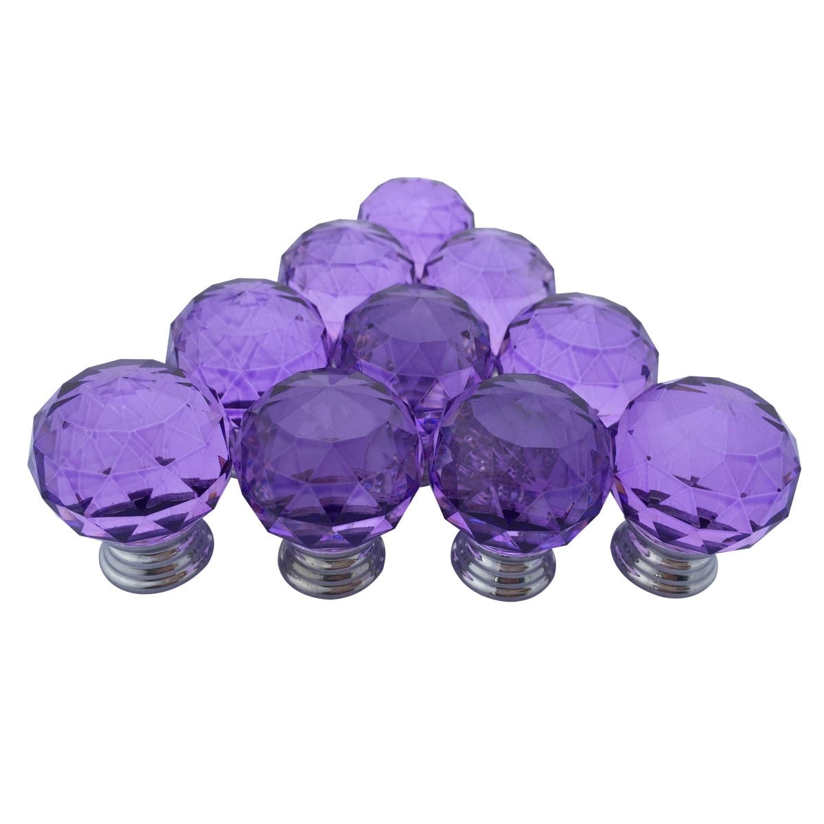 purple glass dresser knobs Ravinte 10 Pack Purple Crystal Knobs for Dresser Drawers Glass Cabinet Knobs Diamond Shaped Drawer Knobs - 30 mm Knobs with Silver Base