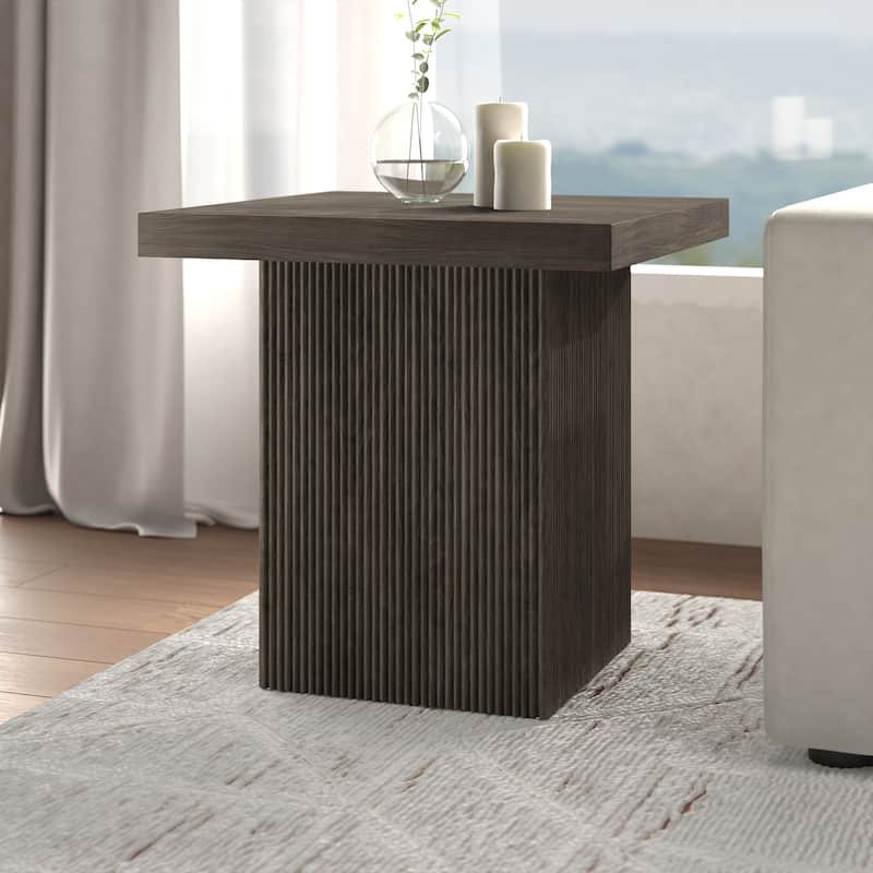 Torren 22" Wide Square Fluted Side Table - 22" Wide