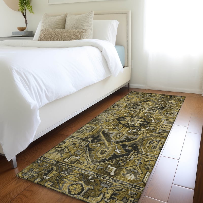 Machine Washable Indoor/ Outdoor Traditional Boho Chantille Rug - Brown - 2'3" x 7'6"