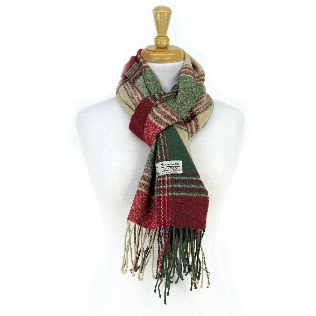 green plaid cashmere scarf