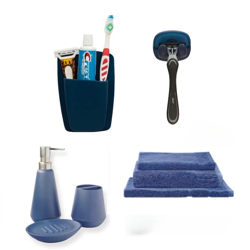 Sttelli 8 Piece Bathroom Accessory Set - Navy