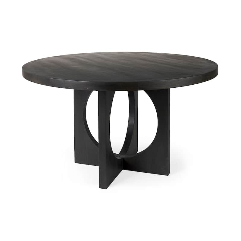 Liesl Black Solid Wood Round Dining Table