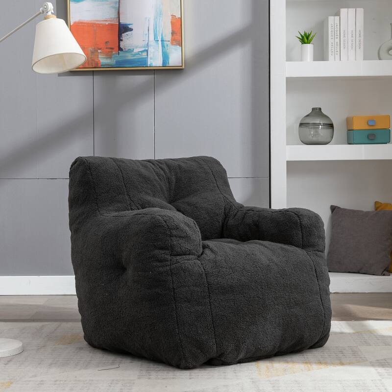 Mieres Faux Fur Fabric Bean Bag Chair, Floor Sofa For Living Room, Bedroom Lazy Sofa
