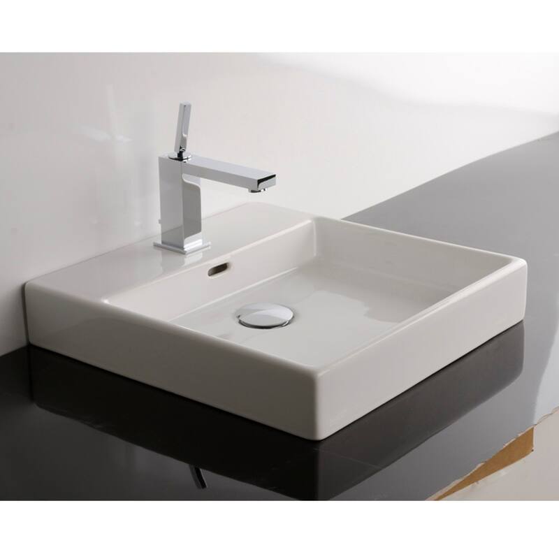 WS Bath Collections 17-11/16" Ceramic Vessel Bathroom Sink with Three