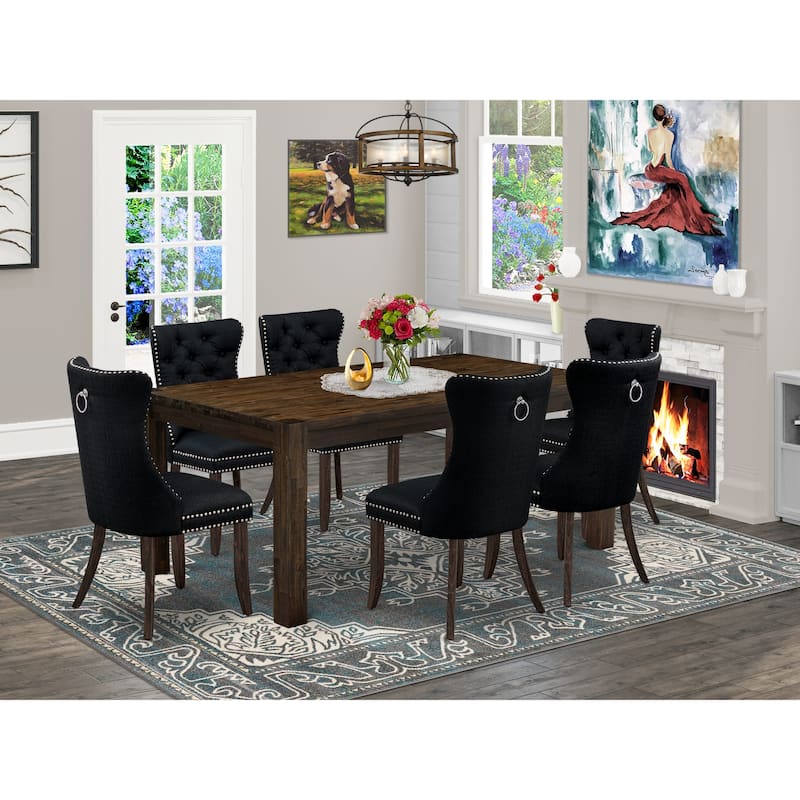 East West Furniture Dining Set -a Rustic Wood Kitchen Table and Parson Chairs, Distressed Jacobean(Pieces Options) - LMDA7-07-T24