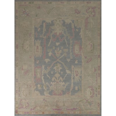 Oushak Turkish Rug Handmade Vegetable Dye Wool Carpet - 8'0" x 9'9"