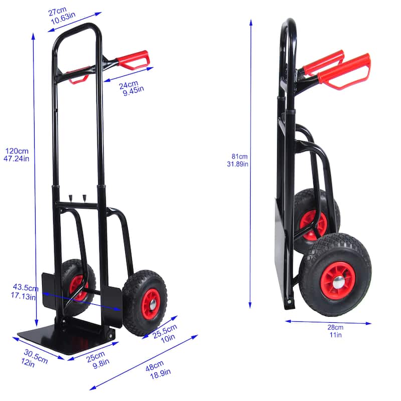 Heavy-Duty Manual Truck with Double Handles, Steel Trolley and Rubber Wheels