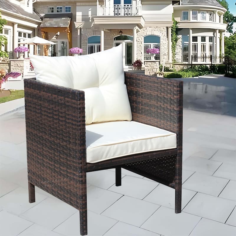 Patio Wicker Chairs with Cushions,Metal Frame and Legs