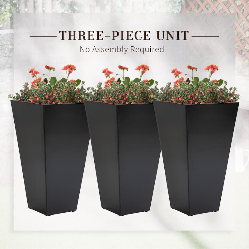 Outsunny Set of 3 Tall Planters with Drainage Hole