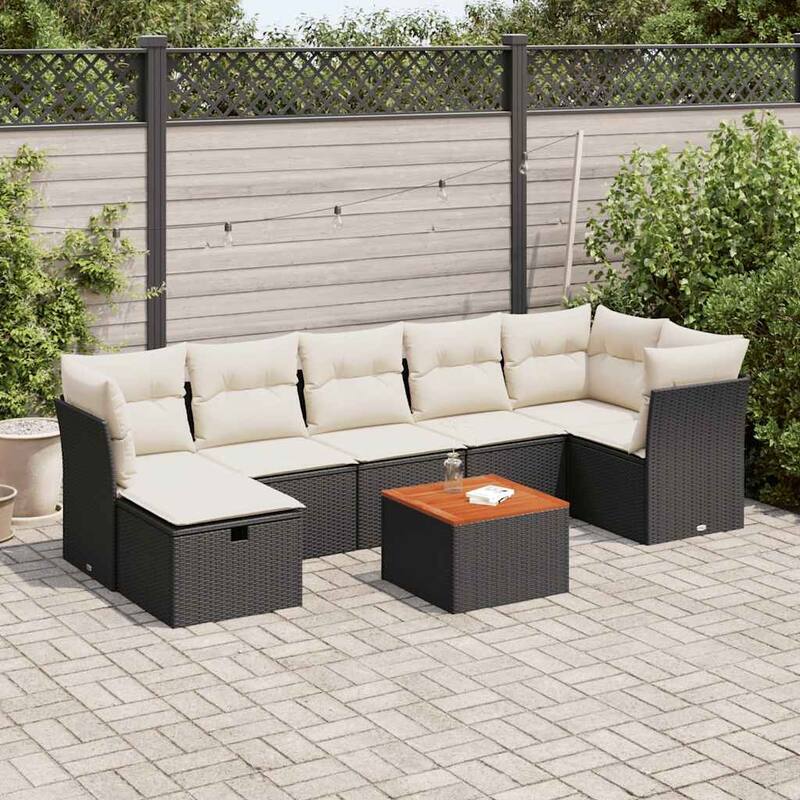 vidaXL Garden Sofa Set Beige/Black/Grey - Black and cream form1