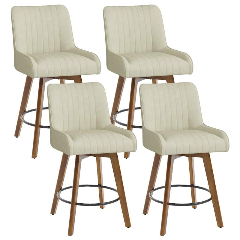 26" Faux Leather Upholstered Wood Swivel Counter Stool Set of 3 or 4 - 38.8"H x 20.5"W x 21.7"D