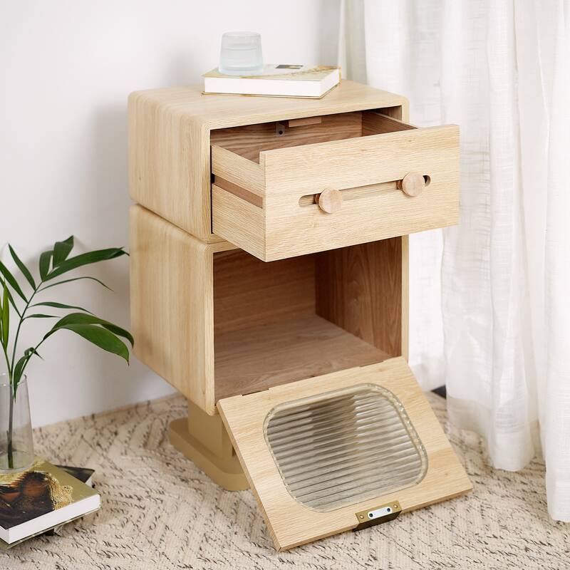 Natural Color MDF Storage Side Table