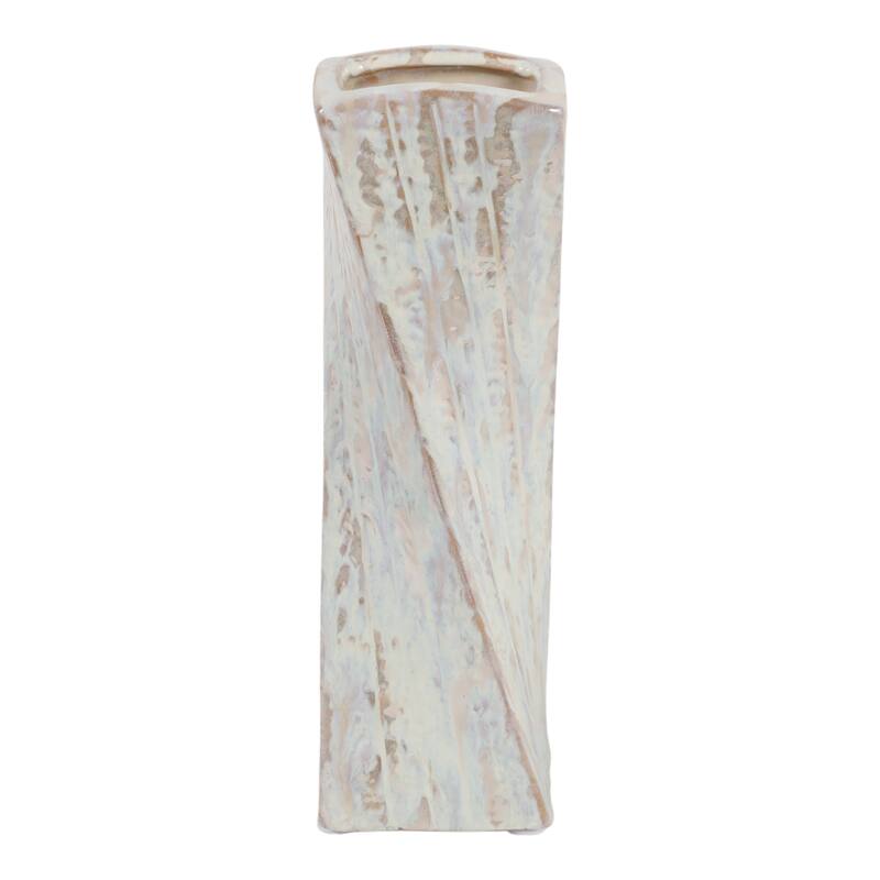 Decorative Vase - Ivory Ceramic Twist Design