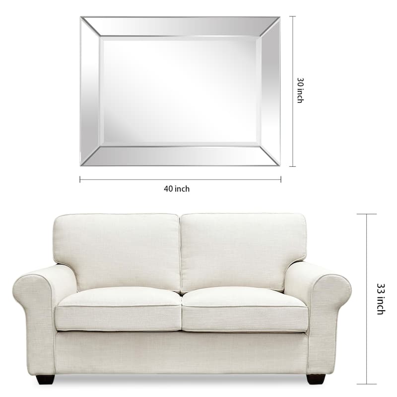 Modern Beveled Rectangular Wall Mirror,Bathroom,Bedroom,Living Room,Ready to Hang - 30 in. x 1.24 in. x 40 in.