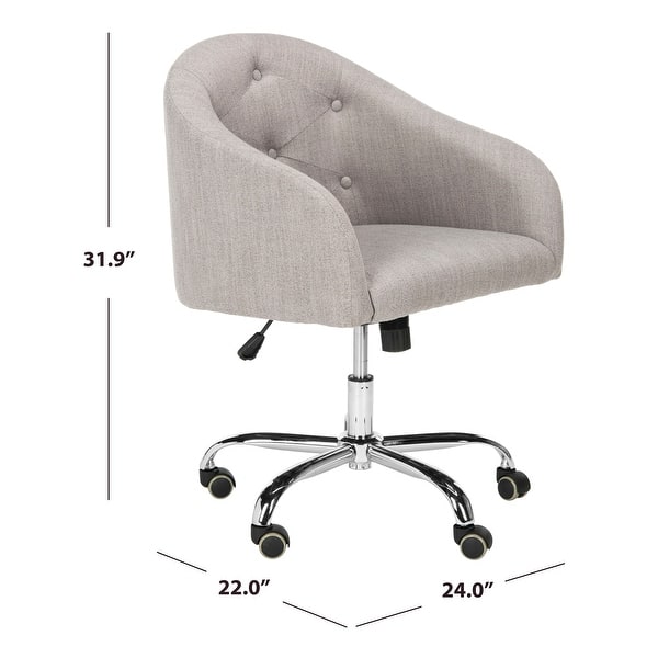 SAFAVIEH Amy Tufted Linen Chrome Leg Swivel Adjustable Office Chair - 24" x 22" x 31.9"