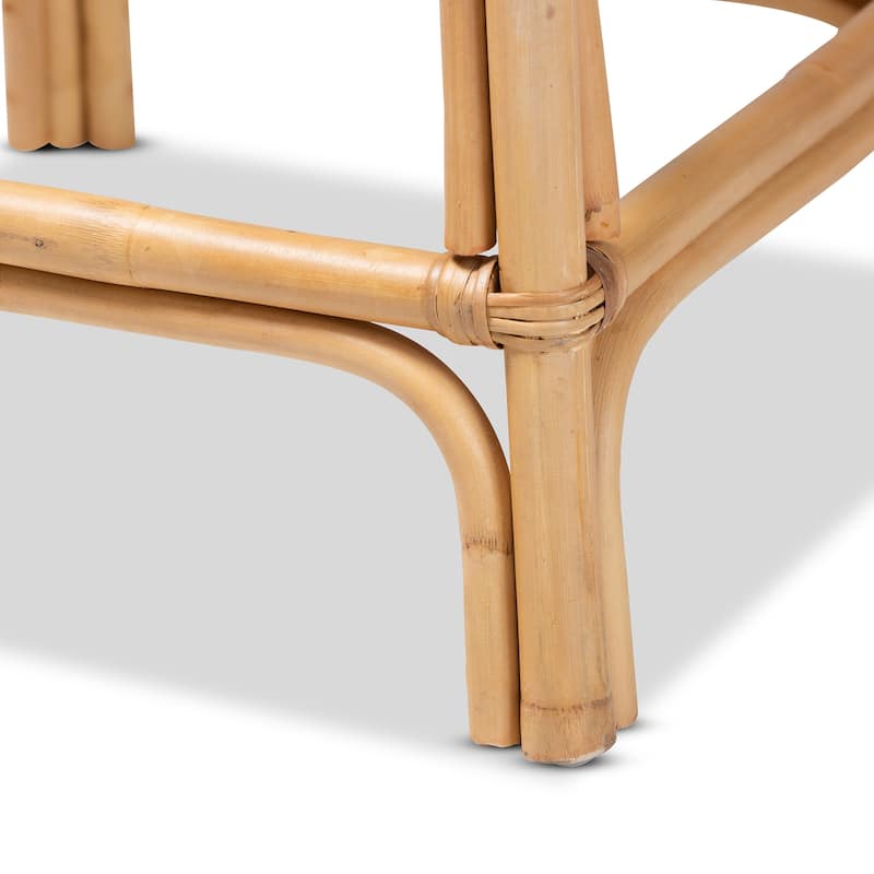 Murai Modern Bohemian Natural Brown Rattan Counter Stool