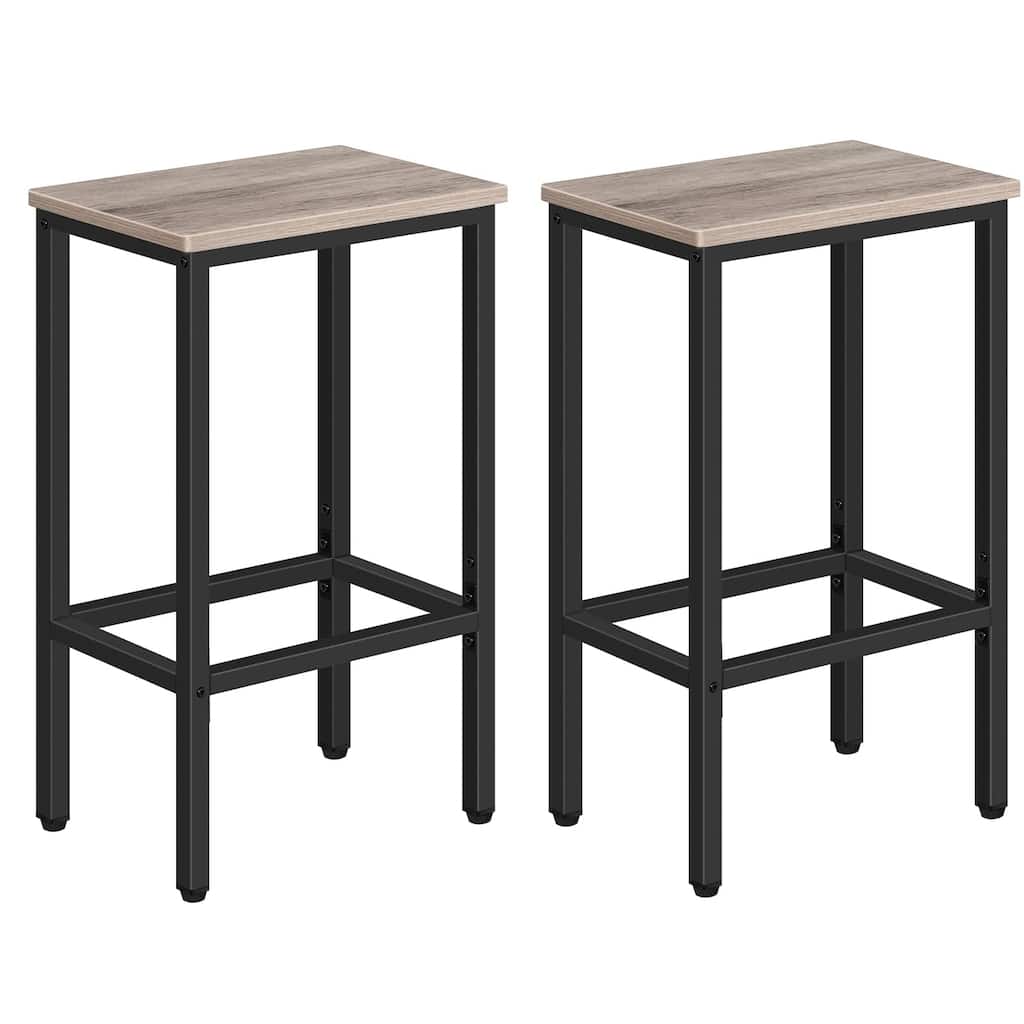 Bar Stools, Set of 2 Bar Chairs,Kitchen Breakfast Bar Stools with Footrest,25.8" Dining Stools,Rectangular Industrial Bar Chairs