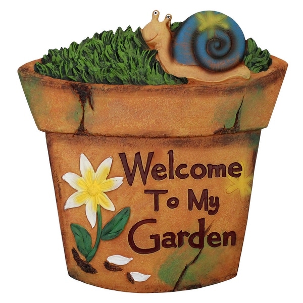 10.5" Brown Flower Pot Outdoor Garden Stepping Stone with Snail - N/A