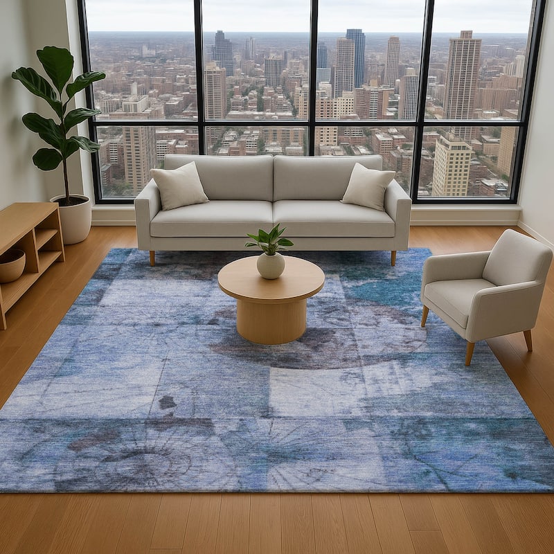 Premium Washable Super Soft Mayfield Rug - Blue - 2'6" x 3'10"