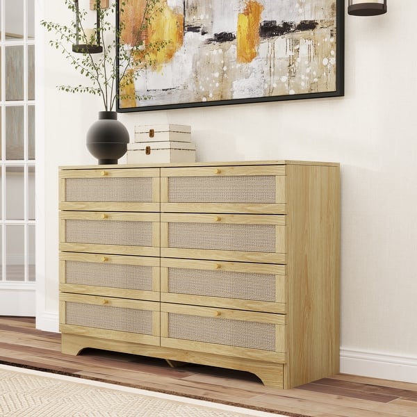 Rattan Dresser 8 Drawer for Closet, Boho Closet Dressers Chest, Beside  Table Double Dresser with Handles - On Sale - Bed Bath & Beyond - 42404921