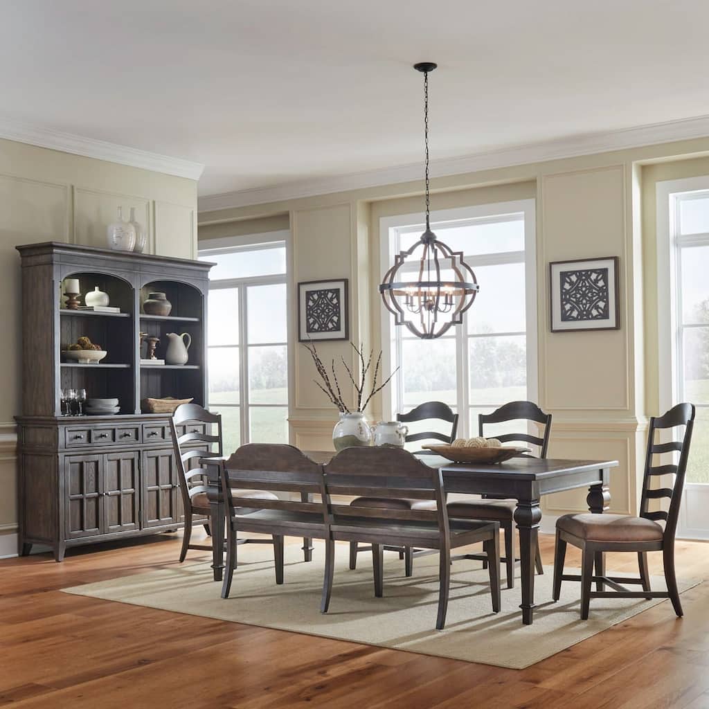 Paradise Valley Saddle Brown Rectangular Table Set
