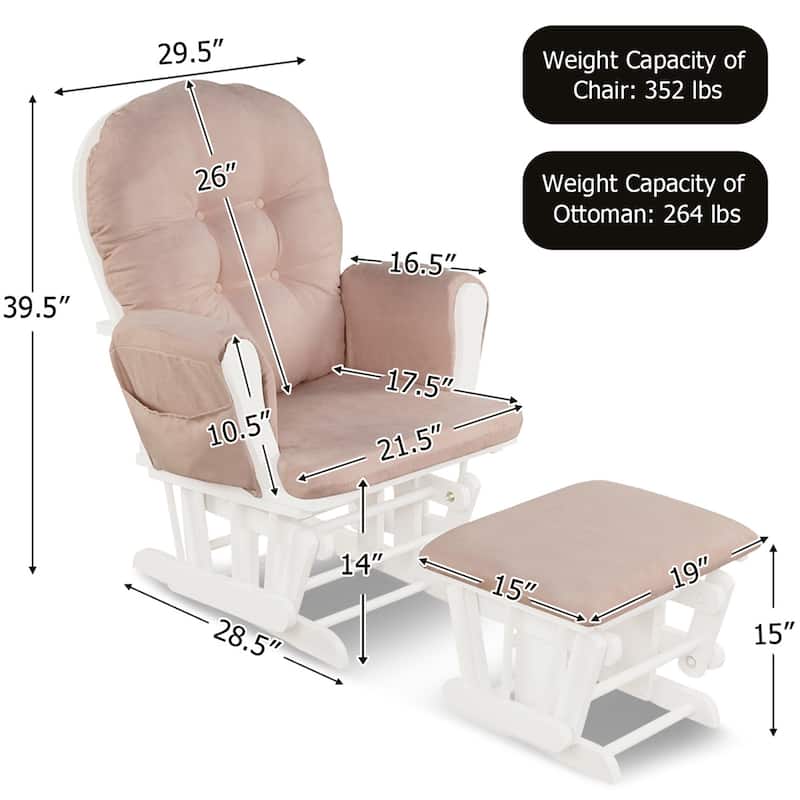 Gymax Baby Nursery Relax Rocker Rocking Chair Glider & Ottoman Set w/