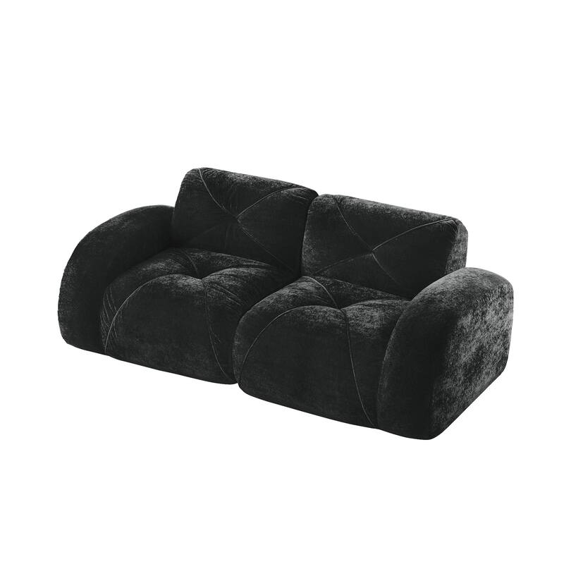 Velvet Tufted Loveseat Sofa Modular Couch, Boneless Deep Seat 2-Seater Couch, Available with/without Ottoman