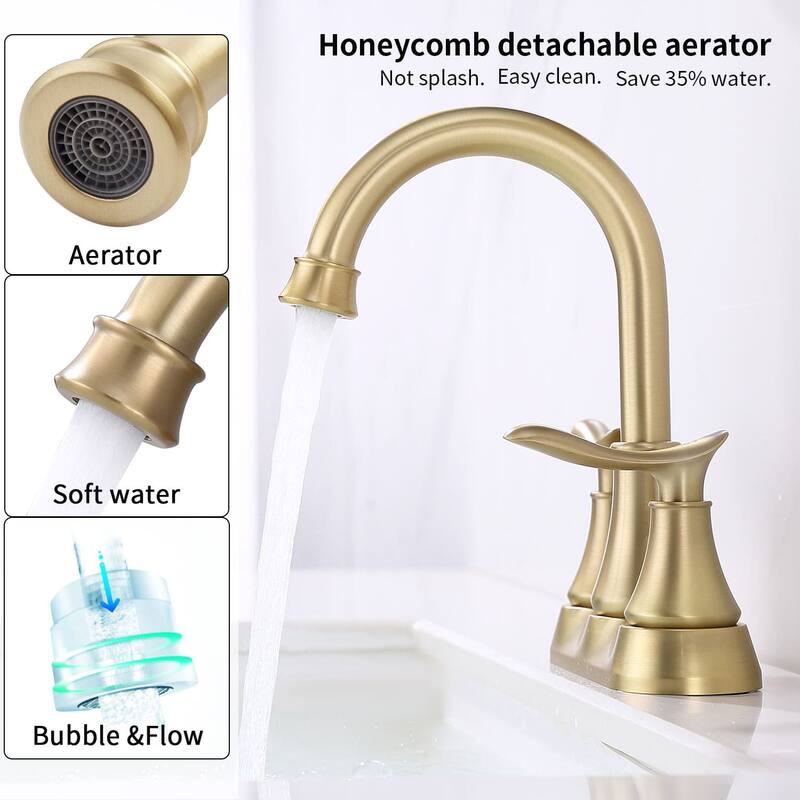 4 Inch Centerset Bathroom Sink Faucet Dual Handle Bathroom Faucet with 360°Swivel Spout Vanity Tap with Pop Up Drain