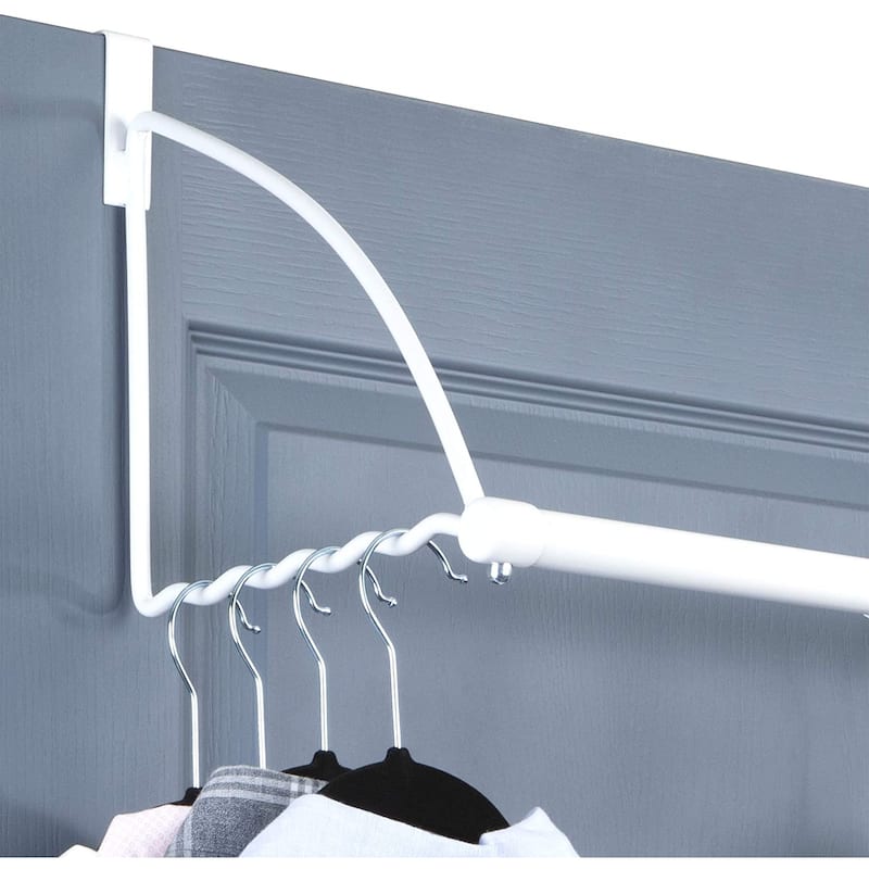 Over the Door Closet Valet with Hanging Bar Expandable 17" - 23.75" L x 9" x 10" White