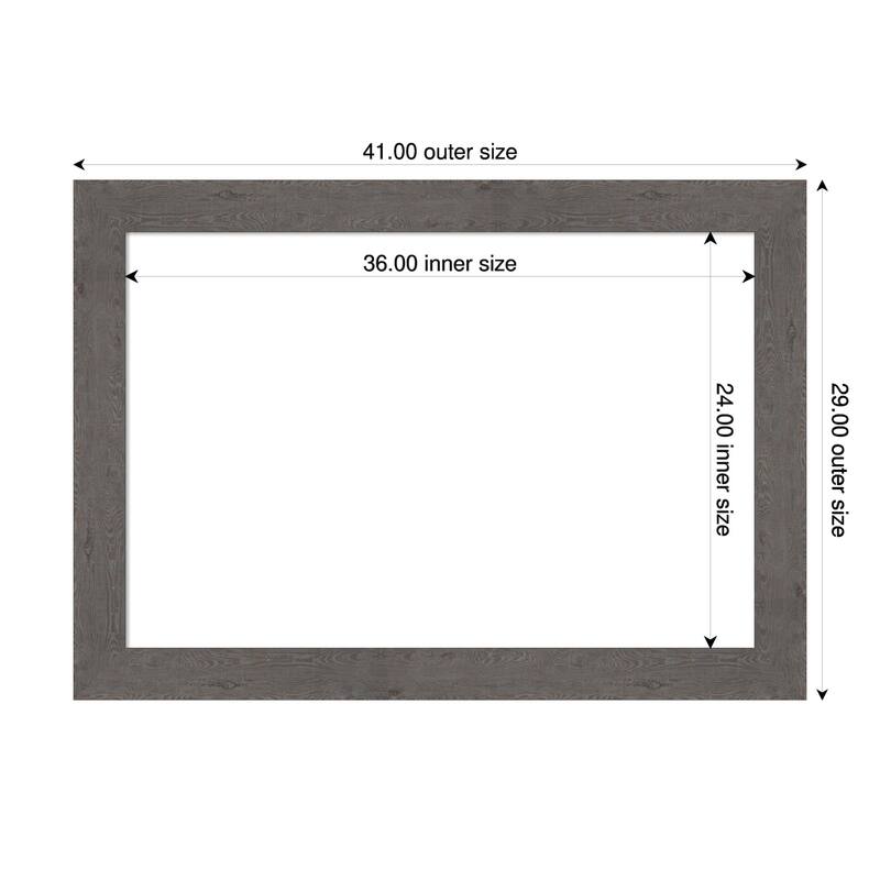 Amanti Art Rustic Plank Espresso Framed Dry Erase Magnetic Board - 41 x 29 in - Rustic Plank Grey