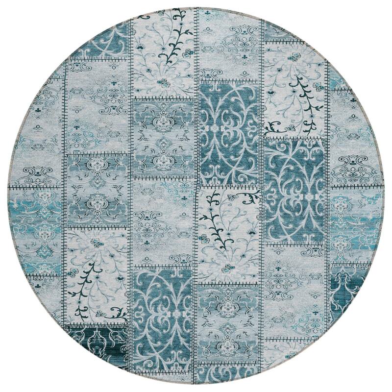 Alfifi Patchwork Weather Resistant Timeless Fusion Round Outdoor Rug