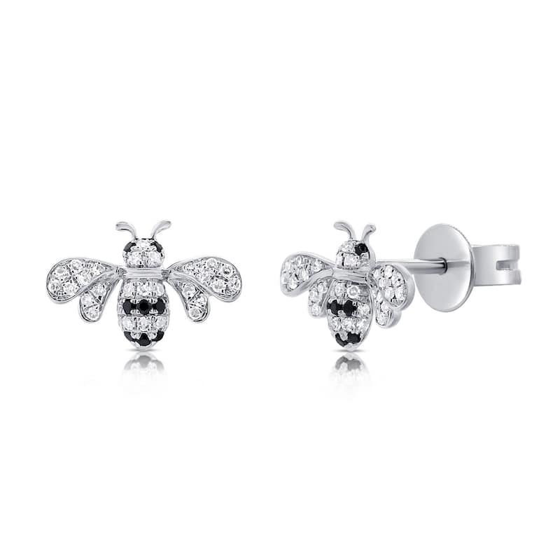 Joelle Collection Diamond Bumble Bee Studs 14K Gold - Bumble Bee Earrings -