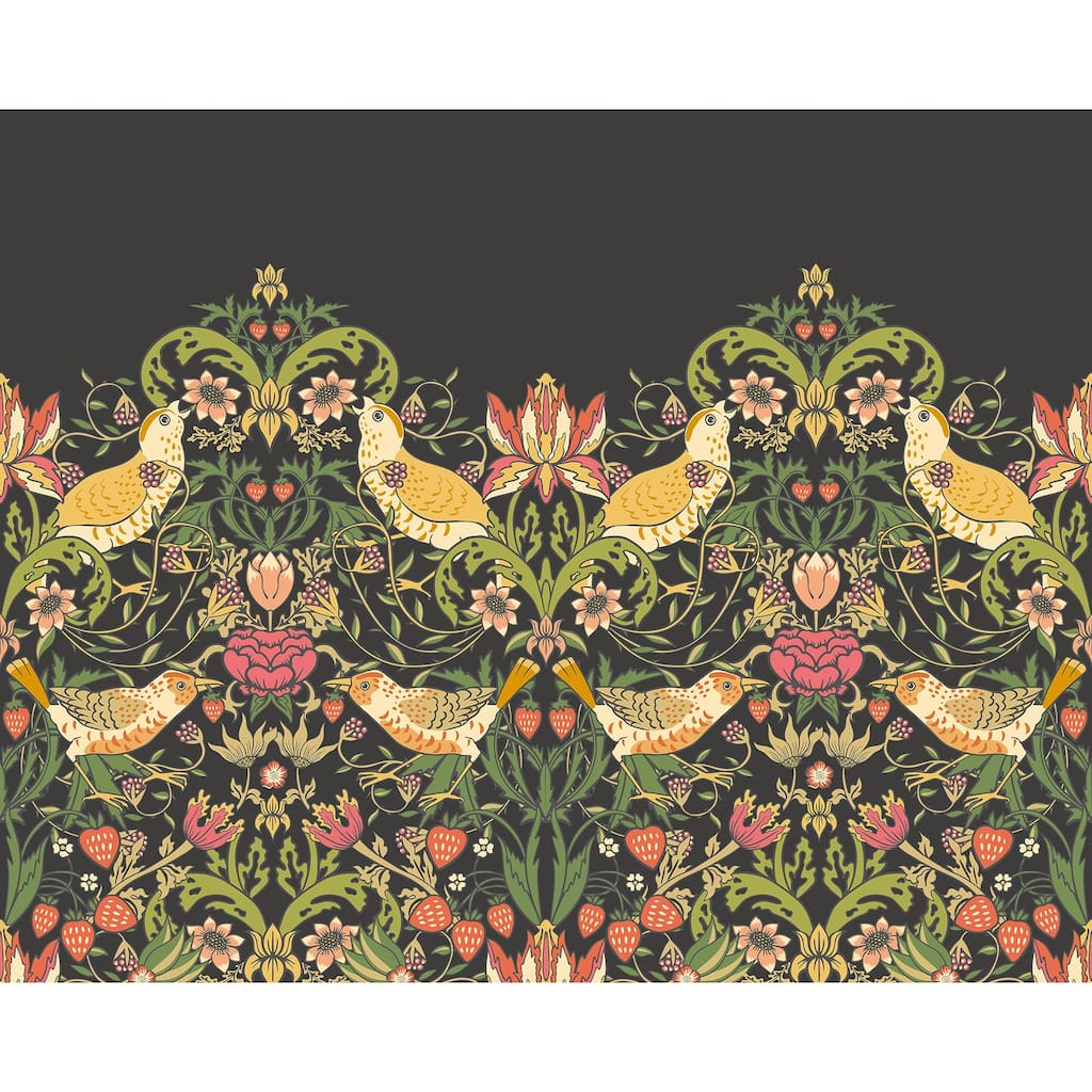 Brewster Origin Murals Birds, Fruit and Foliage Black Wall Mural - N/A