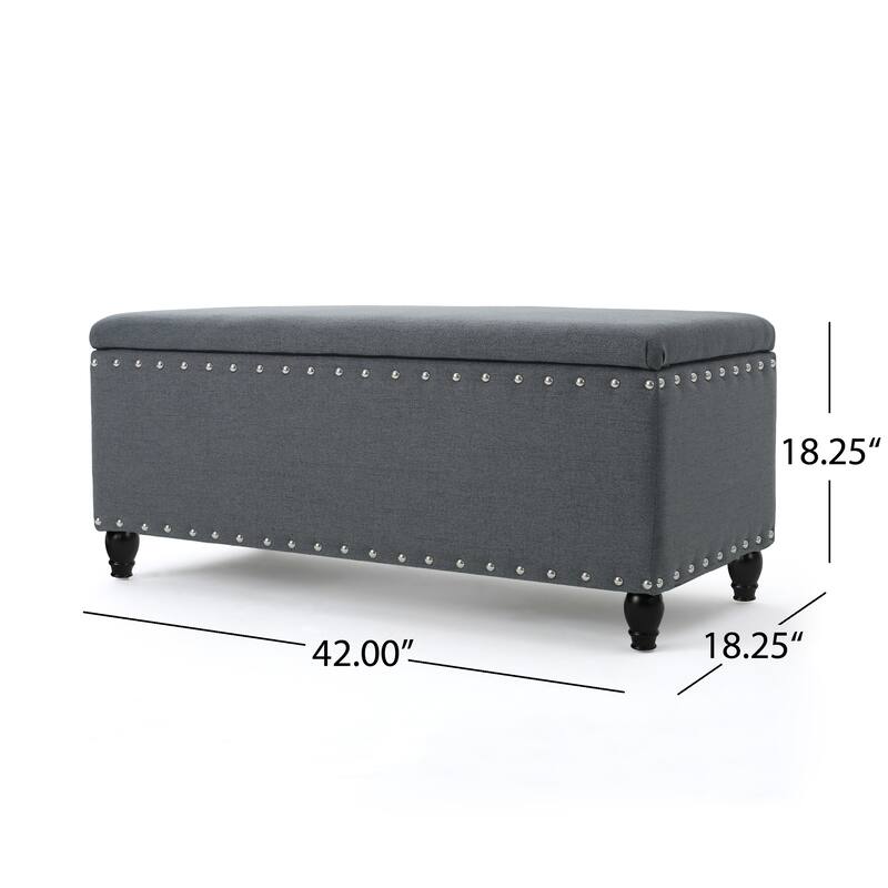 Tatiana Contemporary Fabric Storage Ottoman with Nailhead Trim by Christopher Knight Home