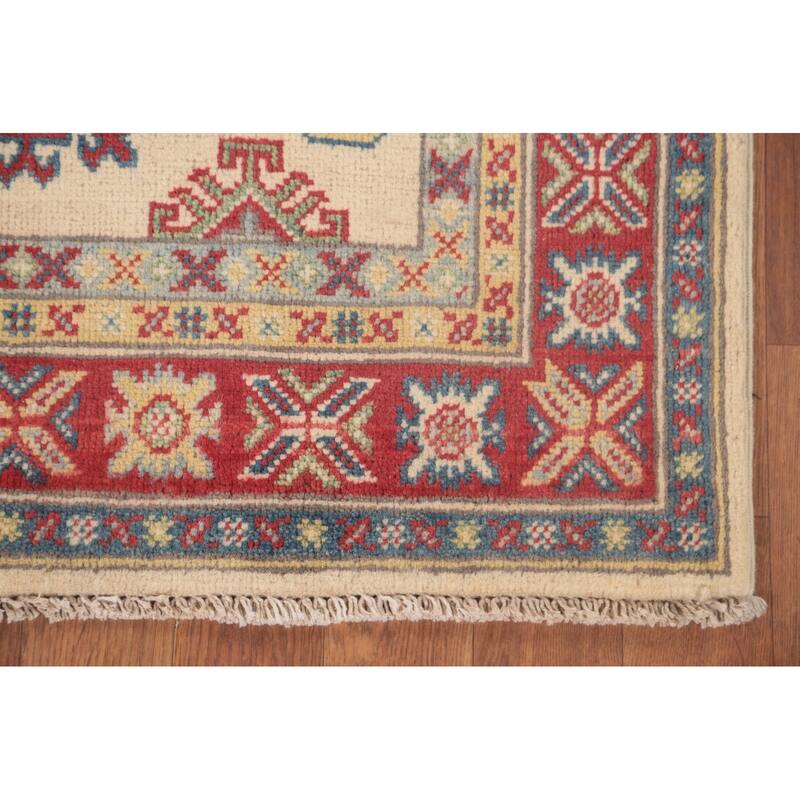 Geometric Kazak Foyer Rug Hand-Knotted Oriental Wool Carpet - 2'9" x 4'3"
