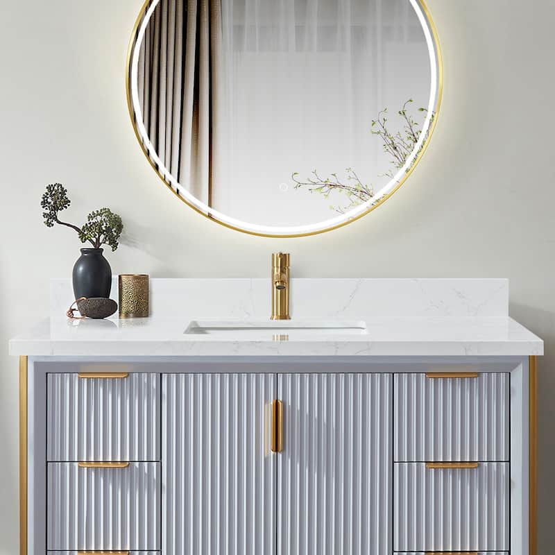 Malaga Composite Stone Vanity Top with White Rectangular Sink