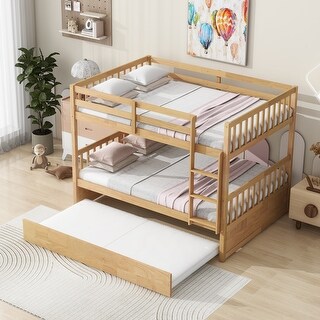 Elegance Full over Full Wood Bunk Bed, Convertible to 2 Full Size Beds with Twin Size Trundle