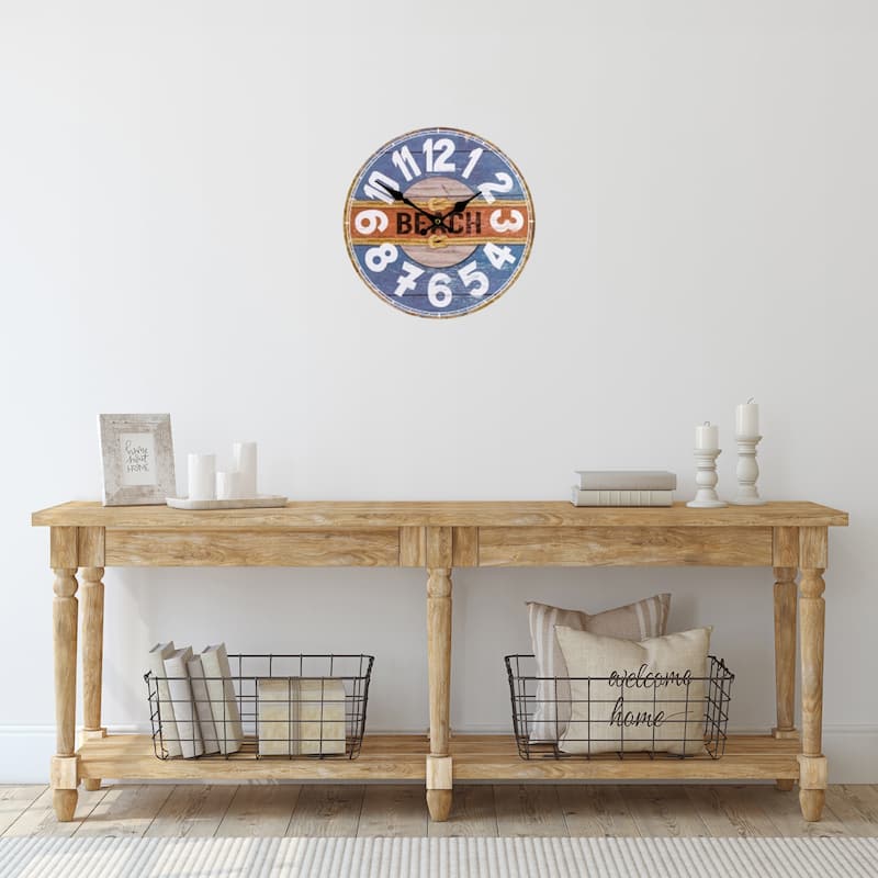12" Battery Operated "Beach" Round Wall Clock