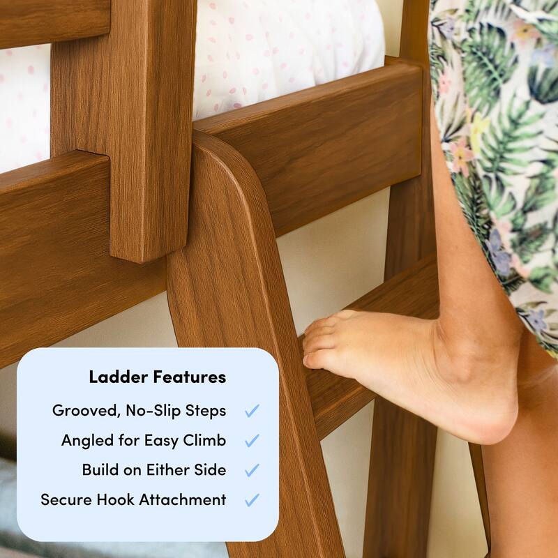 Max and Lily Twin over Twin Low Bunk Bed with Ladder on End