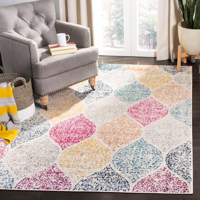 SAFAVIEH Madison Stella Boho Chic Ogee Trellis Rug - 5'1" x 7'6" - Cream/Yellow
