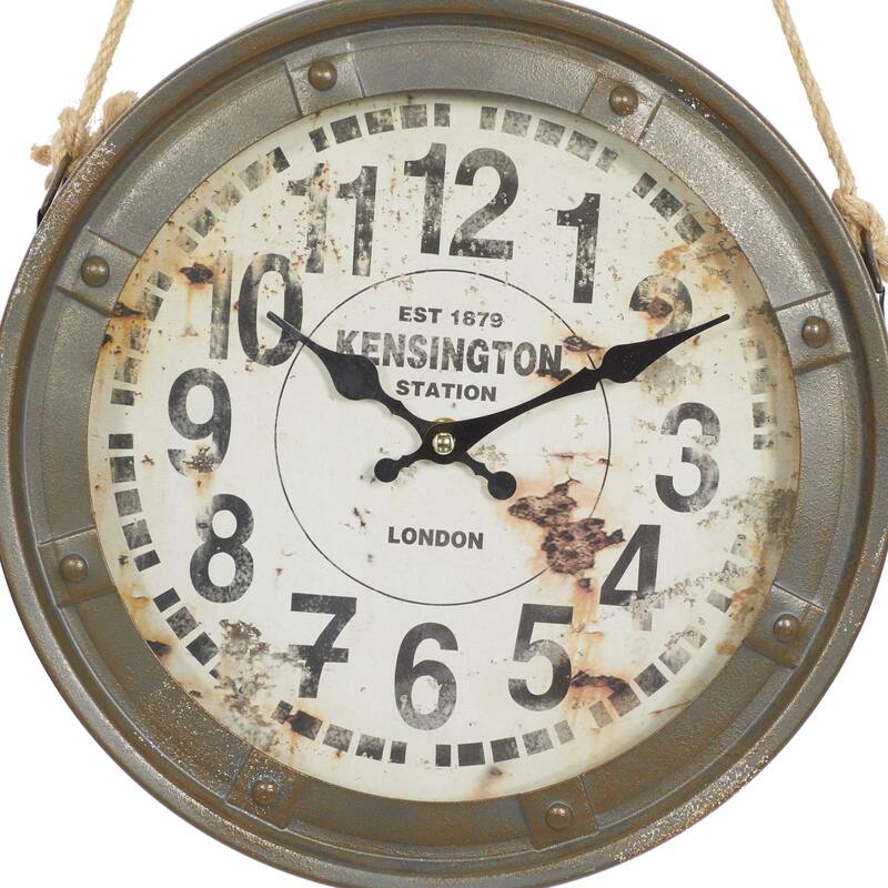 Metal Decorative Wall Clock with Rope accents - Set of 3 White - Roche River Decor
