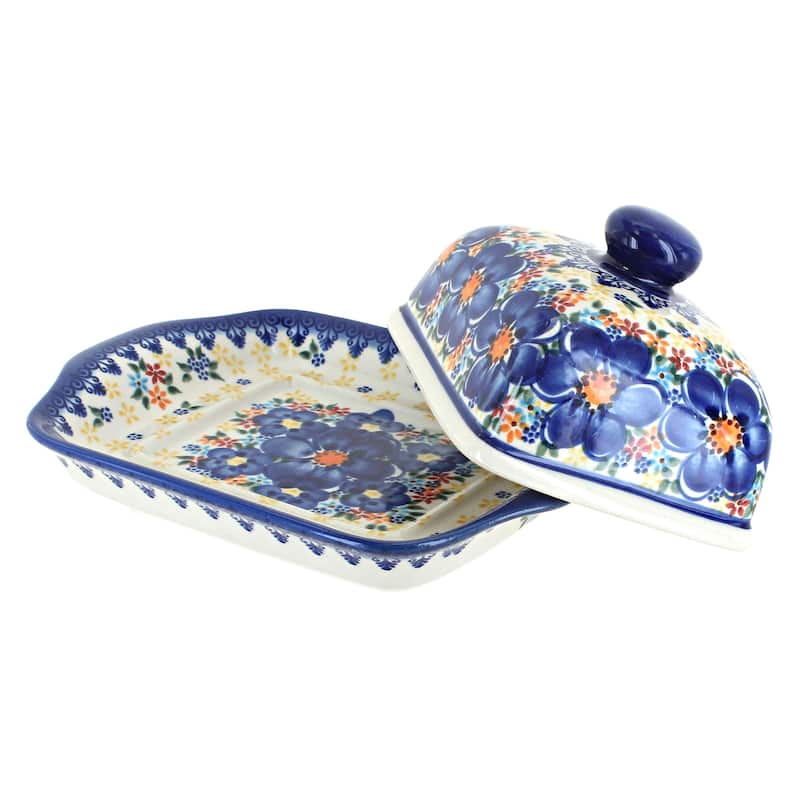 Blue Rose Polish Pottery 67 Vena Butter Dish