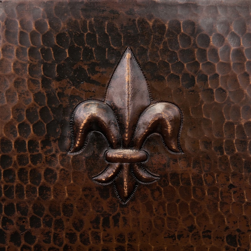 15-in Square Fleur De Lis Copper Bar/Prep Sink w/ 2-in Drain Opening (BS15FDB2)