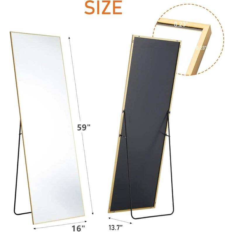 Full Length Mirror with Stand, Floor Mirror with Frame, Full Body Mirrors, Free Standing or Wall-Mounted Mirrors for Living Room