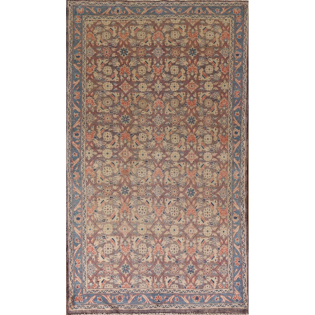 All-Over Mahal Persian Vintage Area Rug Handmade Wool Carpet - 4'2"x 7'9"