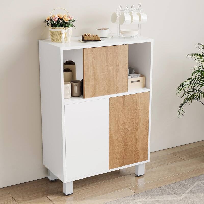 Wooden Storage Cabinet Sideboard Buffet Cabinet with Sliding Doors