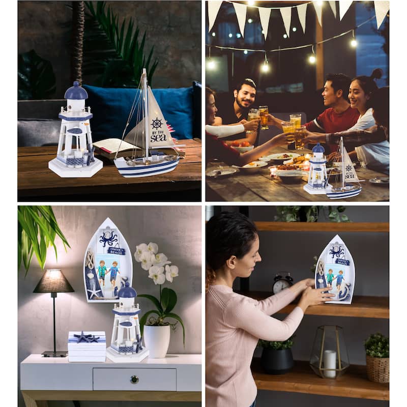 CoTa Global Ocean Blue Nautical Collection - Handmade - 4 pcs Set - 8.5″Lx2.5″Wx13″H