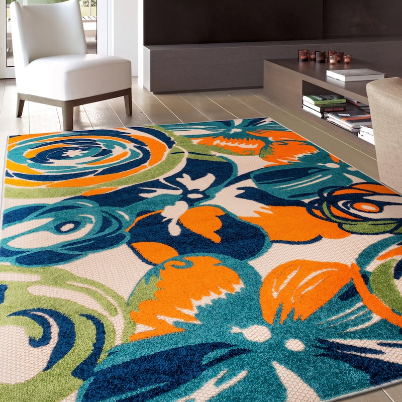 World Rug Gallery Modern Floral Indoor/Outdoor Area Rug